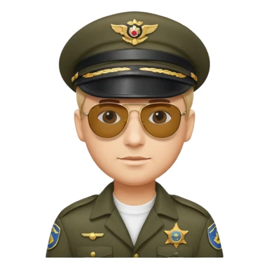 Officer with peaked cap + aviator sticker