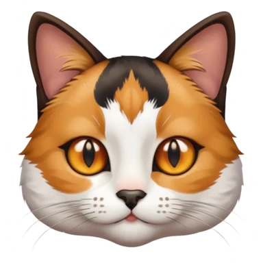 "Cat with white, brown, and black fur, tricolor, with amber-colored eyes."
 sticker