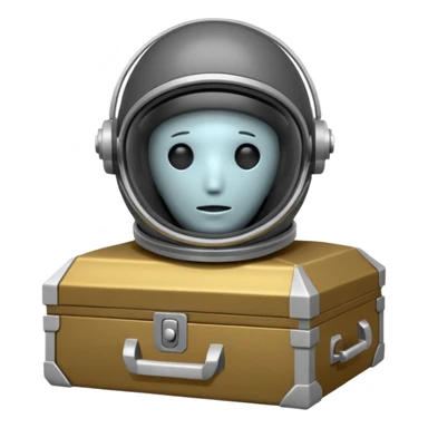 bodyless dark grey astronaut helmet, NO face, empty casket sticker