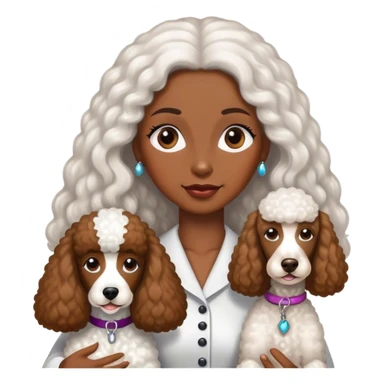 White standard poodle with brown skin, long hair woman sticker
