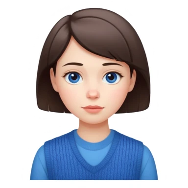 make a girl hair short and wear bunny skin pale ok and wear Sweater vests blue and make little bit a younger sticker