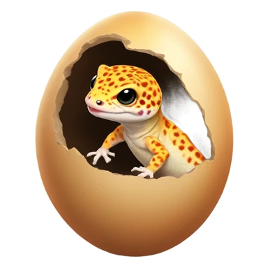 Orange leopard gecko emerges from egg sticker