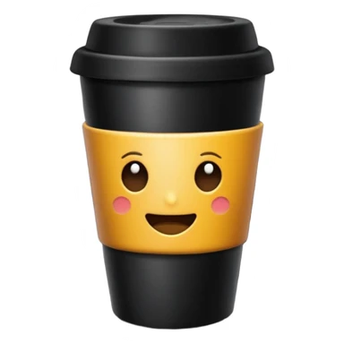 takeaway coffee cup black with black lit sticker