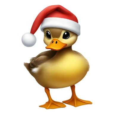 Baby duck wearing a Christmas hat sticker