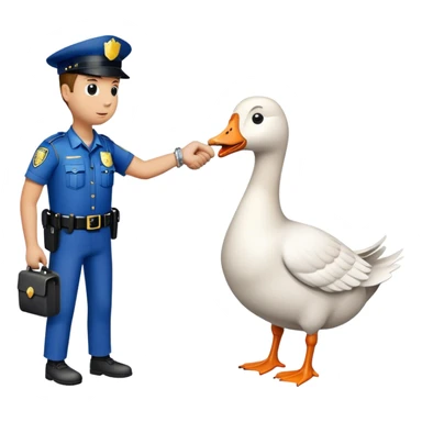 A goose in handcuffs being arrested by a police officer  sticker