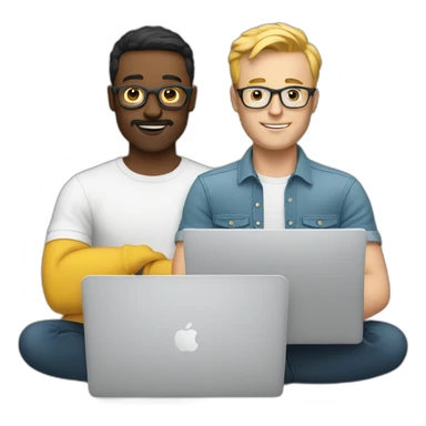 two white male designers with laptops sticker