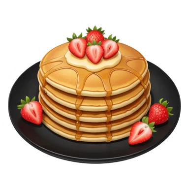Pancakes with strawberries in a boack plate sticker