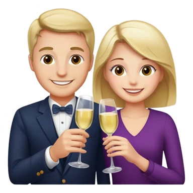man and girl toasting with sparkling wine, smiling sticker