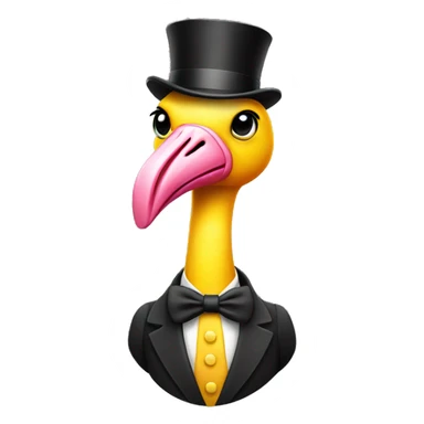 yellow flamingo wearing a top hat sticker