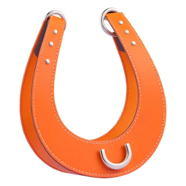 horseshoe, 3D, Hermès orange leather, silver studs, luxury, no text sticker