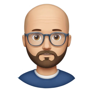 shaven head white man with glasses and beard sticker