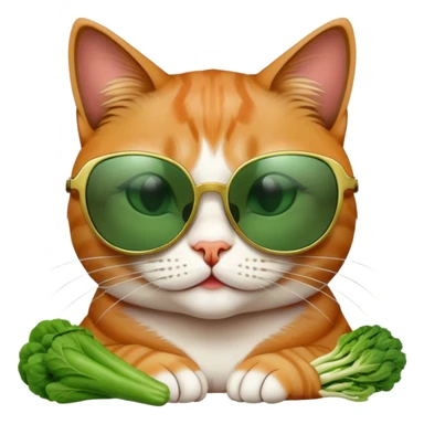 Cat with sunglasses, Crazy because smoking green vegetables, looking like a beautiful women on bed  sticker