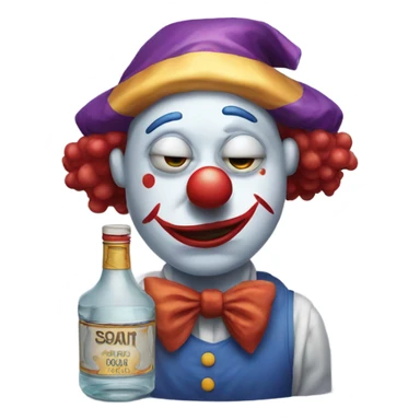 sad clown with bottle of vodka sticker