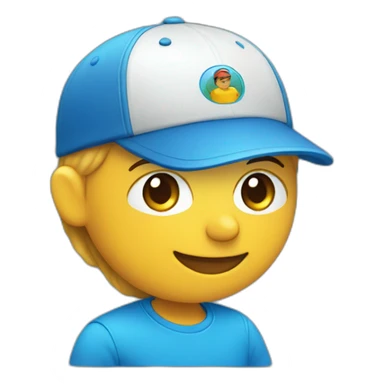 smiling face wearing a blue cap with a body wearing a blue t-shirt sticker
