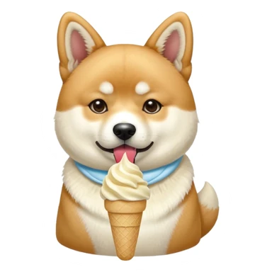 Japanese akita inu eating icecream sticker