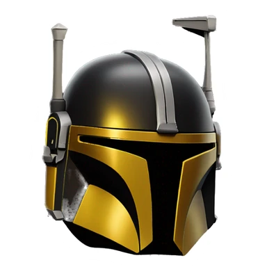 black and yellow mandalorian helmet with antenna sticker