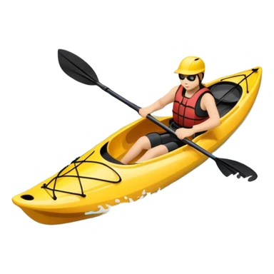 An icon showing a close-up of a kayak gliding over rippling water, with a double-bladed paddle in motion and splashes around. The sleek shape of the boat and dynamic strokes highlight the speed and precision of kayaking. Transparent background emphasizes the energy of the sport. sticker