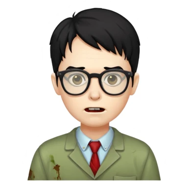 Zombie nerd cabelo preto sticker