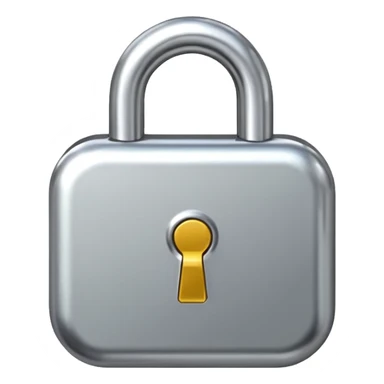 Chrome silver lock emoji, iOS emoji style, smooth metallic surface, rounded edges, reflective highlights, minimalistic sticker