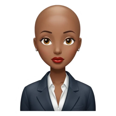 Gorgeous woman wet no eyebrows wearing blazer Alluring black woman wide nose bald head big glossy lips sticker