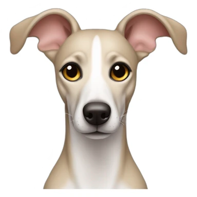 a beige whippet with angel wing eyes and a big heart near its face sticker