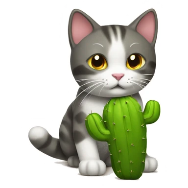Cat playing with cactus toy sticker