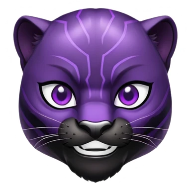 black panther with purple eyes, happy face sticker