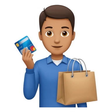 emoji of a man with a credit card and a shopping bag sticker