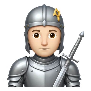 a knight in bright silver armor, holding a sword sticker