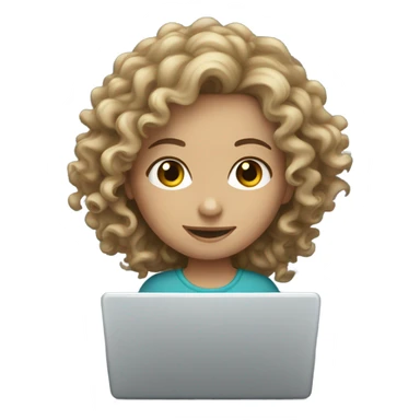 Curly white girl working on her laptop sticker