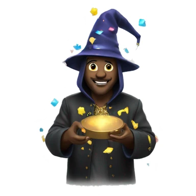 Wizard DJing with confetti falling around him sticker