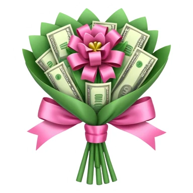 Make a bouquet of money with pink bow  sticker