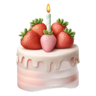 Light Pink strawberries and cream birthday cake  sticker