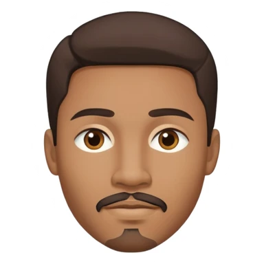 Young man with medium brown skin, mixed-race ethnicity, long dark brown hair with middle part, goatee, mustache, and medium brown eyes, head only sticker