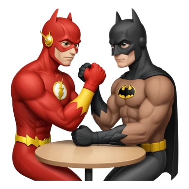 The Flash (depicted as a black man) and Batman arm wrestling sticker
