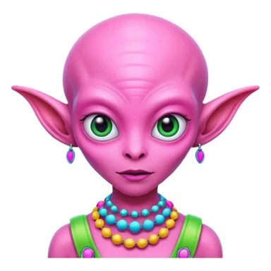 alien living in desert, pink colorful, accessories, just face  sticker