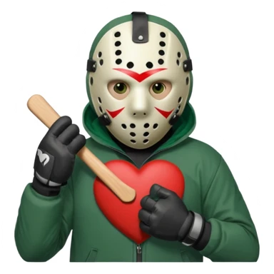 Jason Voorhees, looking cute, making a heart with his hands sticker