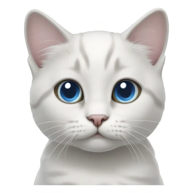 White and Light gray munchkin cat blue with eyes standing sticker