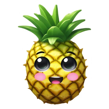 3D one pineapple  👱‍♀️🍍 with big shiny eyes 👀 The pineapple cute embarrassed ☺️ sticker