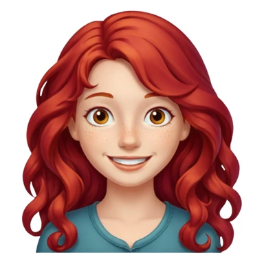 Girl with Red Hair – long wavy crimson hair, smiling face.









































 sticker