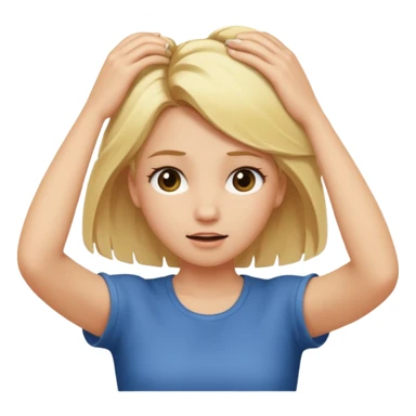 Girl pulling her hair out, blonde hair sticker