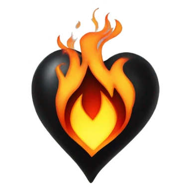 Black heart with flames sticker