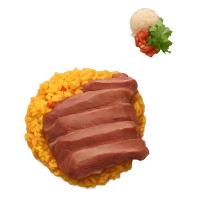 cooked meat with mexican rice on the side  sticker