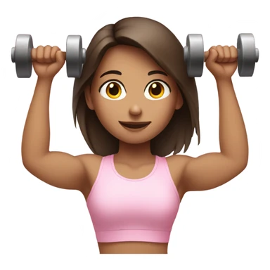 brunette girl lifting weights in light pink  sticker