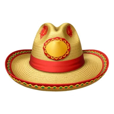 Sombrero de paja con una tira roja en la parte central sin ninguna soporte solo una tira  sticker