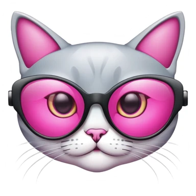 cat-eye shaped safety glasses with bright pink lenses, fashionable protection sticker