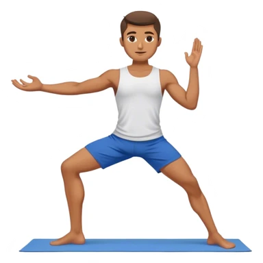 guy blue short warrior yoga pose sticker