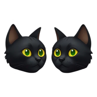 Black Cat with Green eyes next to black cat with yellow eyes sticker