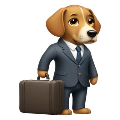 Dog wearing a suit and carrying a suitcase sticker