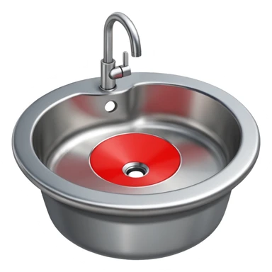 a sink with a red circular no sign sticker